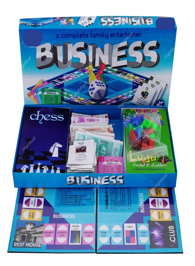 HighRoof Business Senior Game with Plastic Coins Along with Other Board Games Like Ludo, Snakes Ladder for Kids & Adults - Image 1